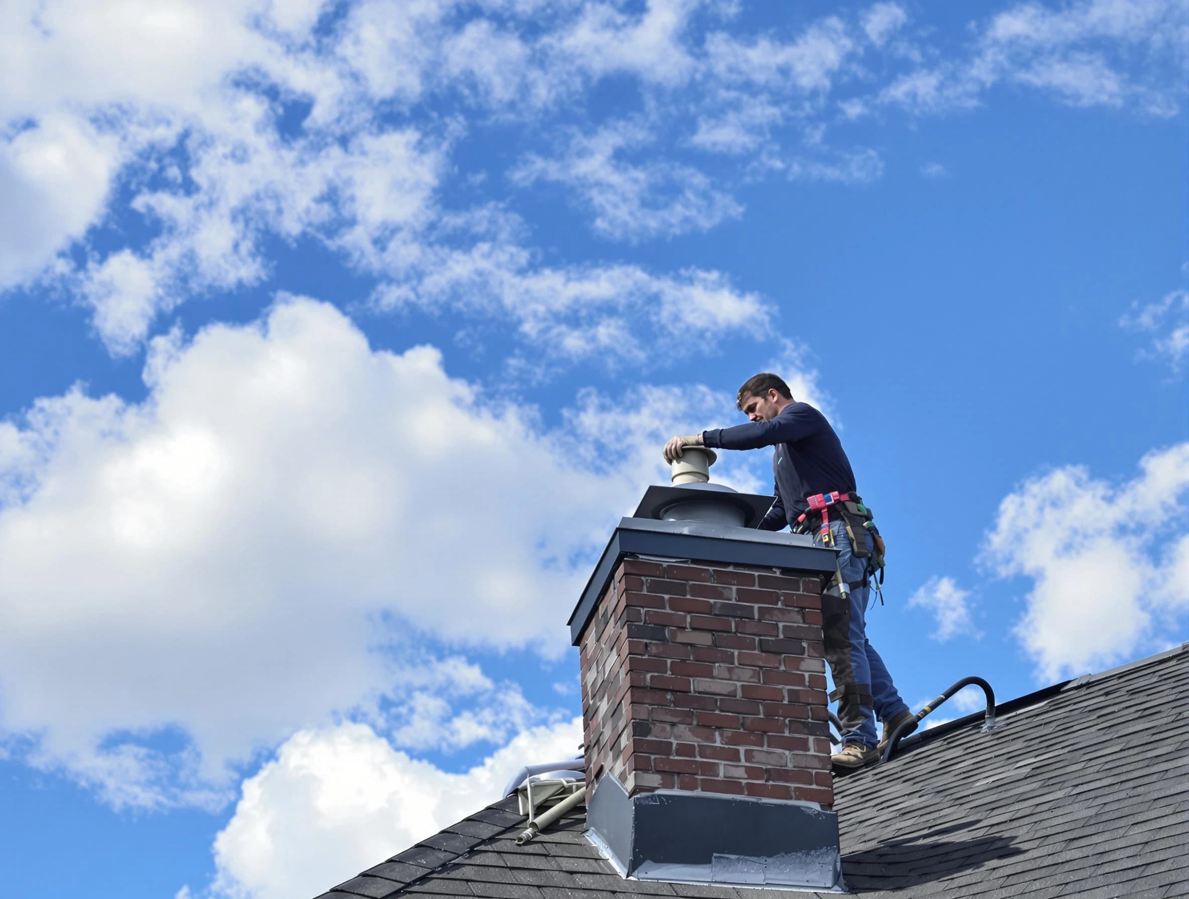 Bridgewater Chimney Sweep installing a sturdy chimney cap in Bridgewater, MA