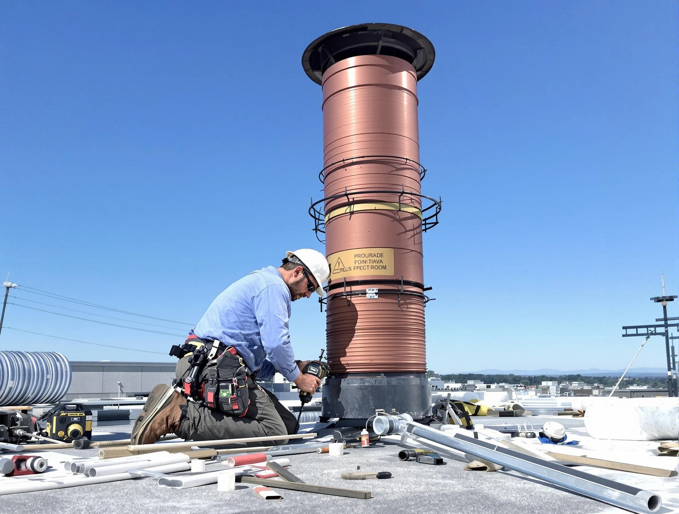 Installed chimney liner by Bridgewater Chimney Sweep in Bridgewater, MA