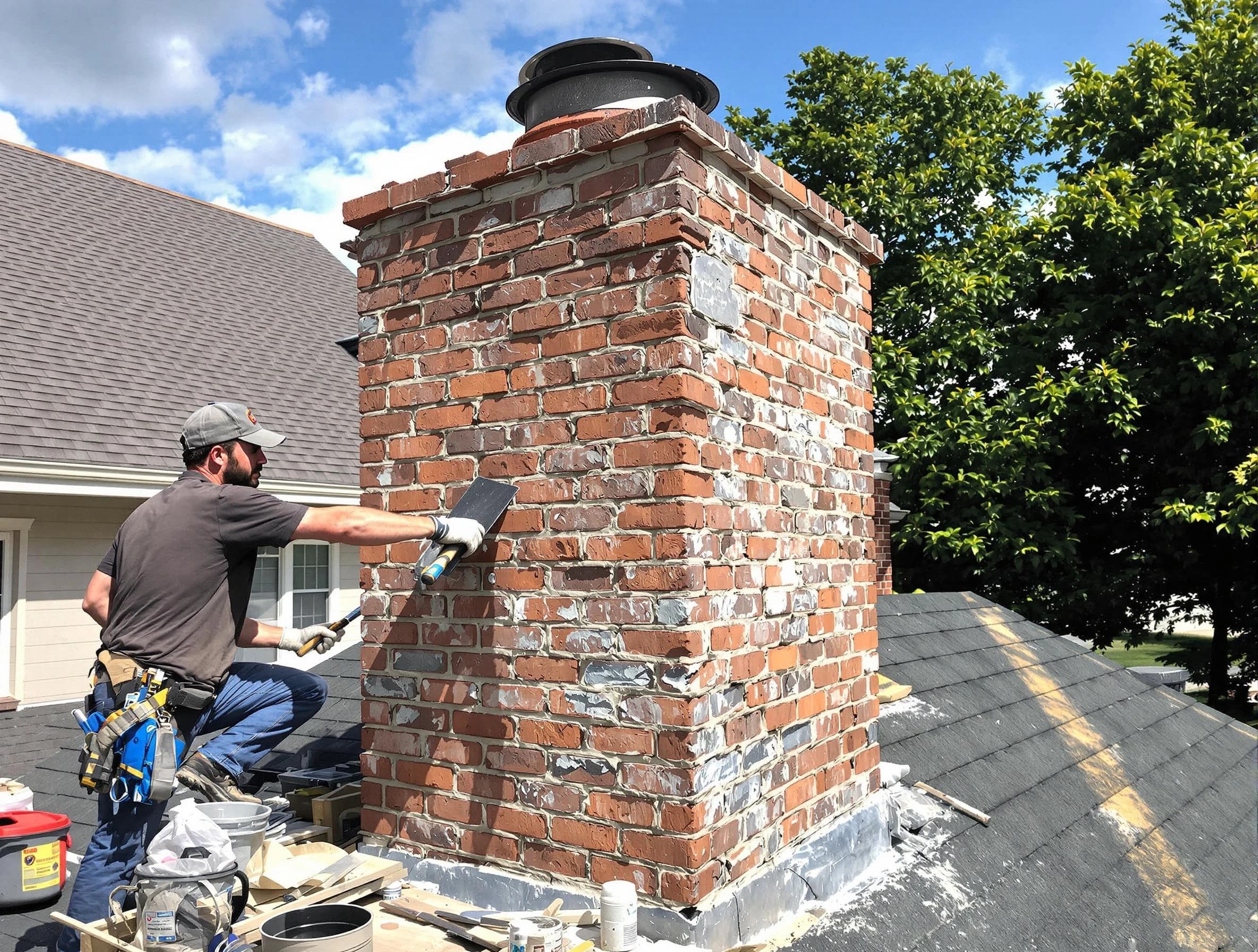 Completed chimney rebuild by Bridgewater Chimney Sweep in Bridgewater, MA