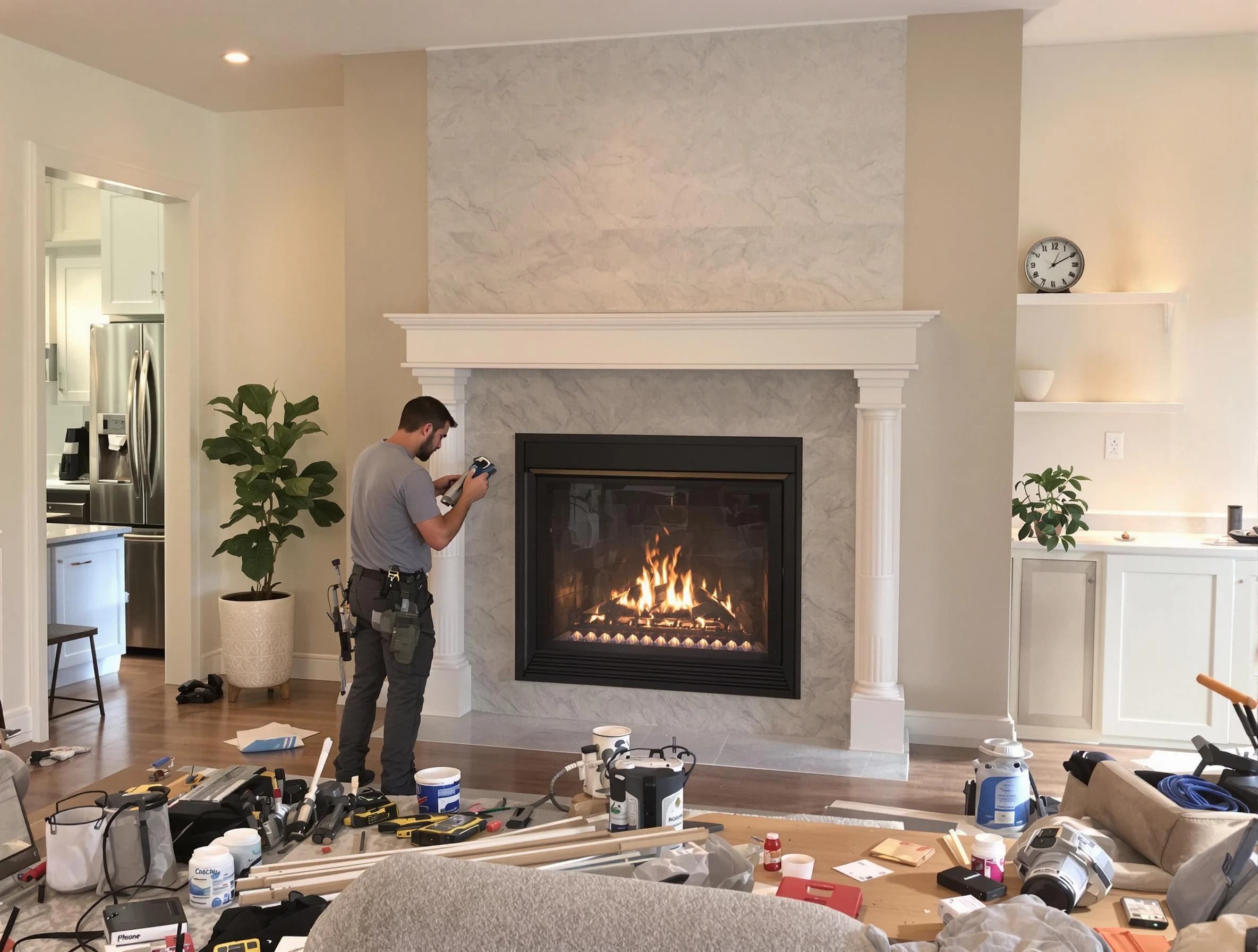 Newly installed fireplace by Bridgewater Chimney Sweep in Bridgewater, MA