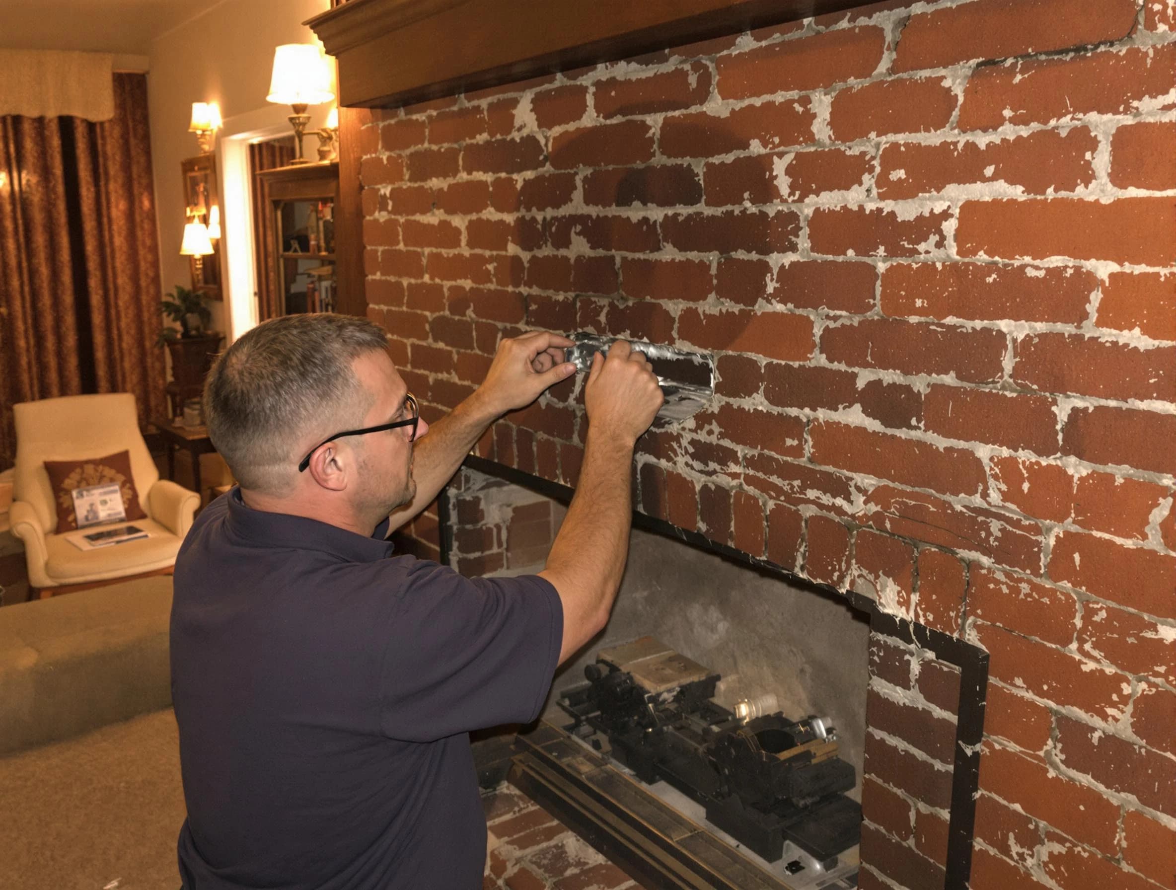 Bridgewater Chimney Sweep expert fixing a fireplace in Bridgewater, MA