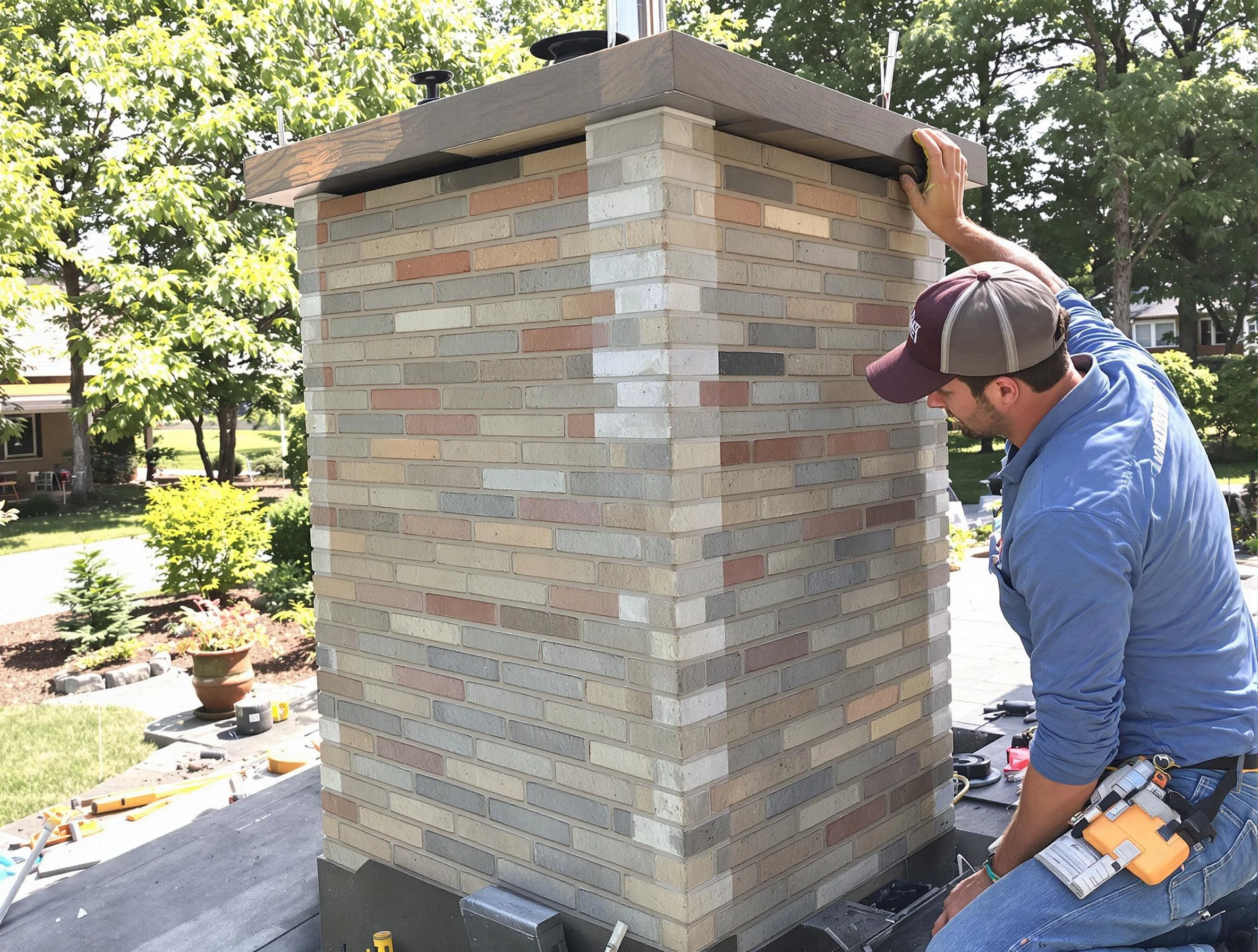Bridgewater Chimney Sweep completing a modern chimney remodel in Bridgewater, MA