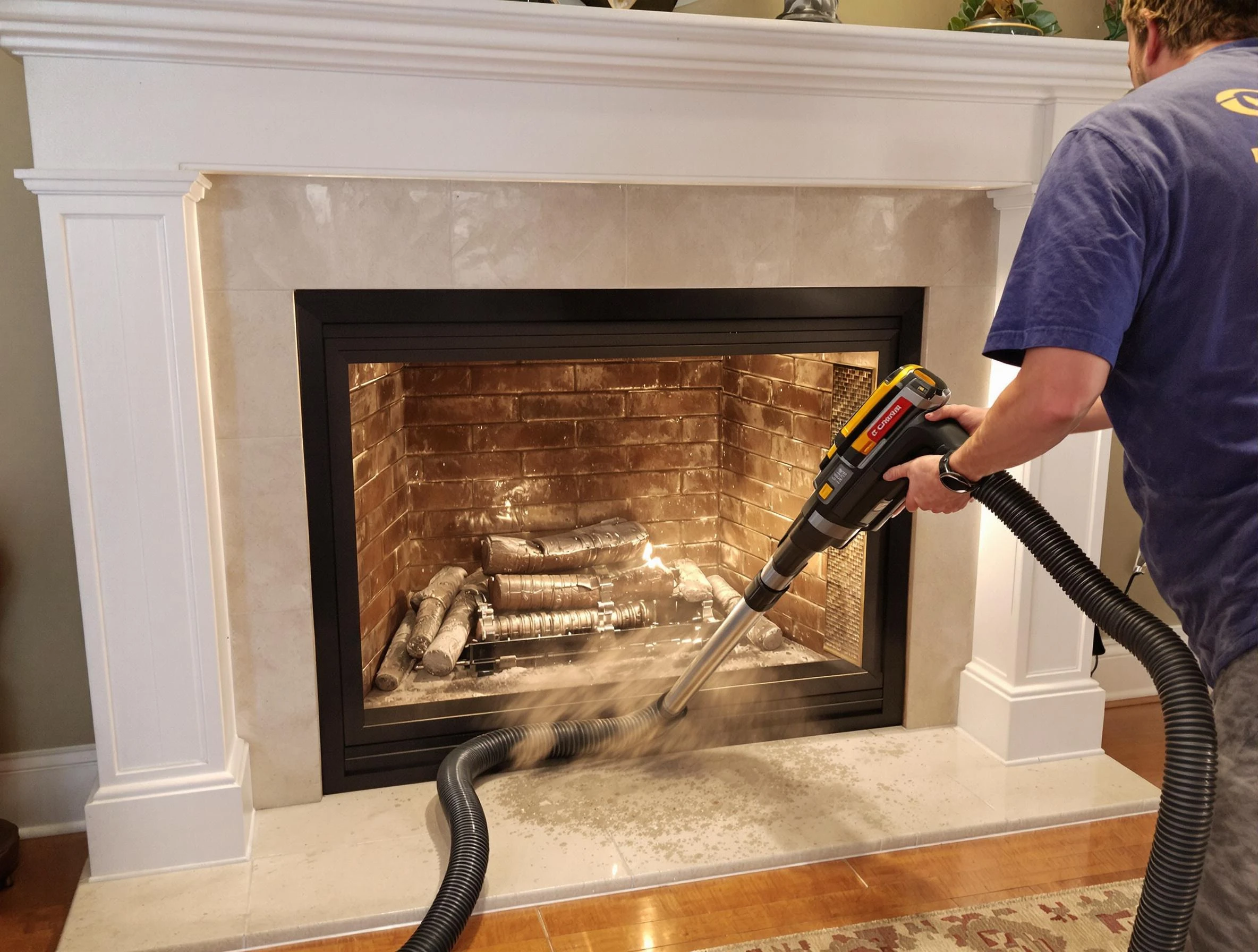 Fireplace cleaning performed by Bridgewater Chimney Sweep in Bridgewater, MA