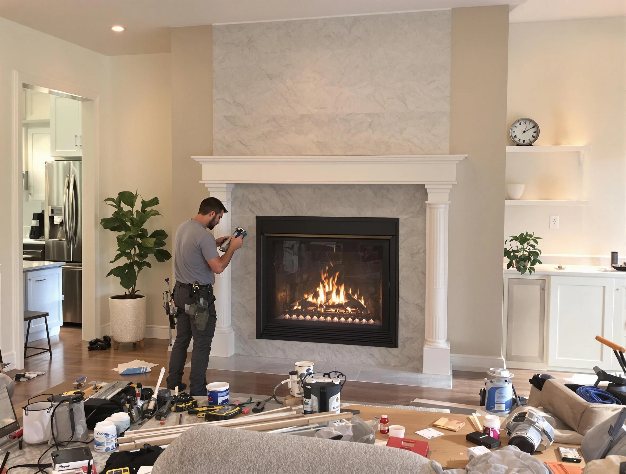 Newly installed fireplace by Bridgewater Chimney Sweep in Bridgewater, MA