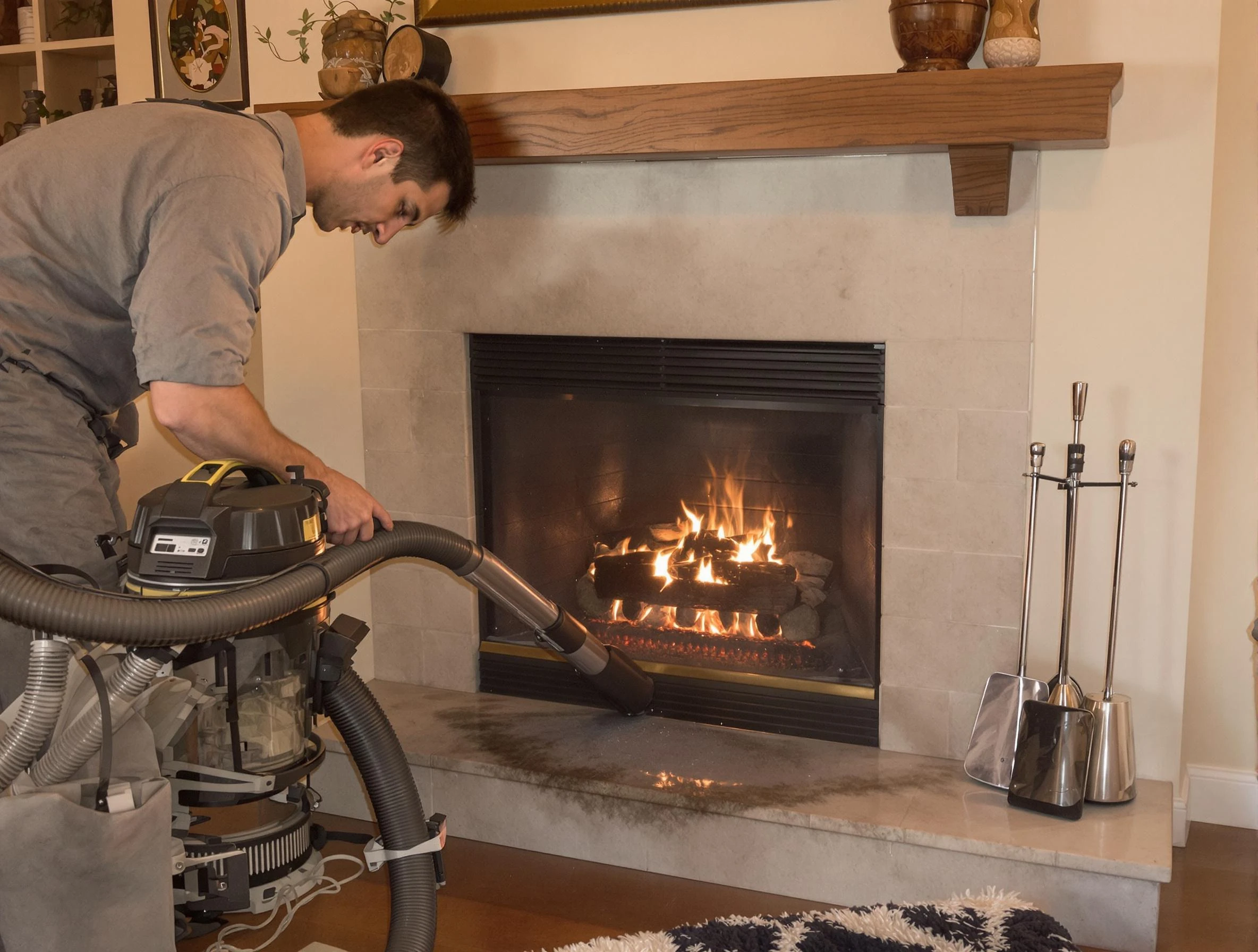 Routine fireplace upkeep by Bridgewater Chimney Sweep in Bridgewater, MA